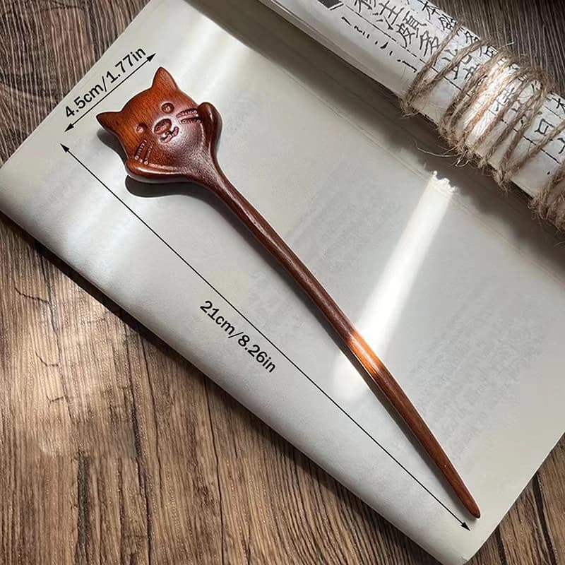 China Sandalwood Hairpins, Retro Style, Hand carved, with Floral Designs and Animals, Bacchetta Style, for Women