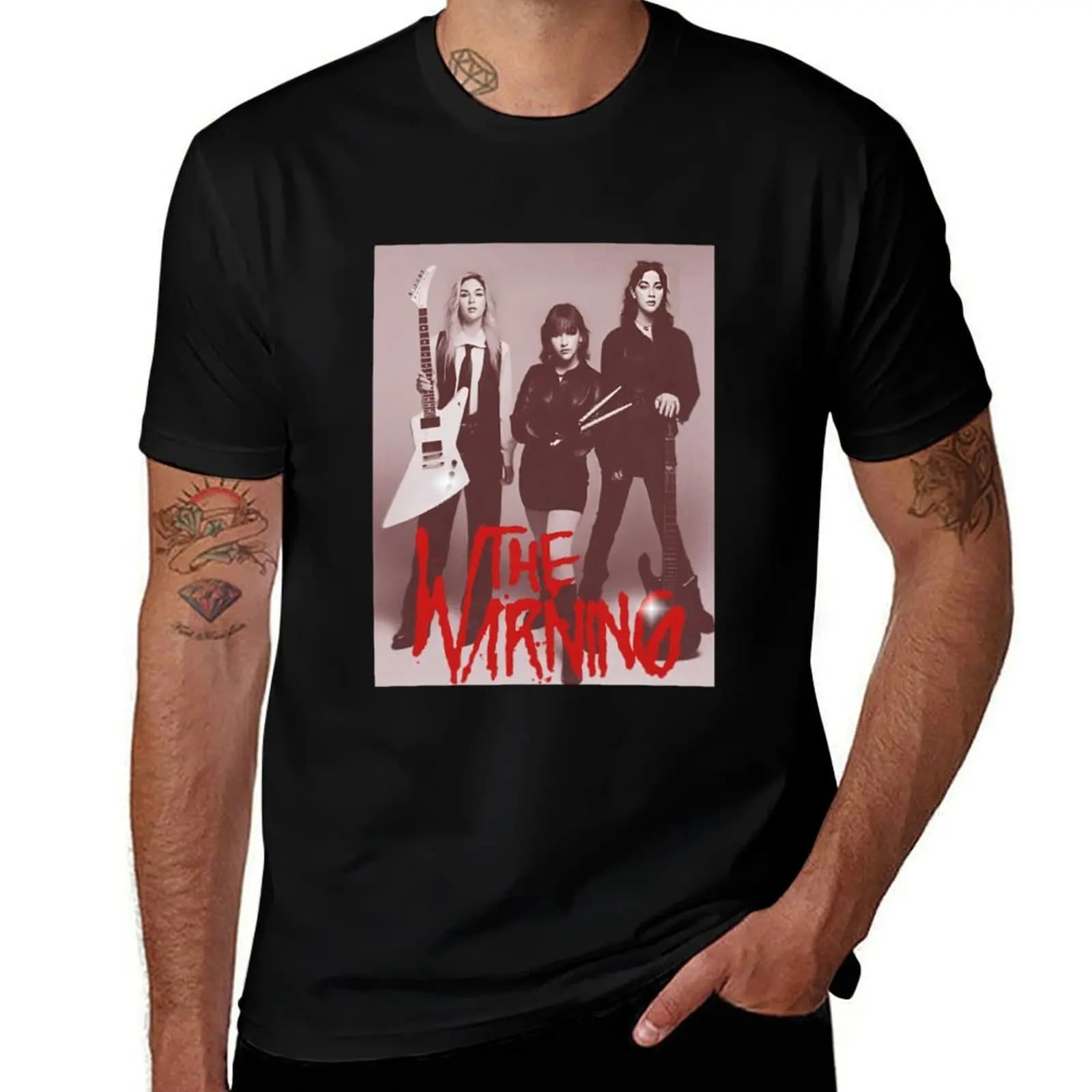 T-shirt THE WARNING BAND, maglietta casual resistente alle macchie