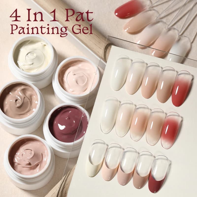 UR SUGAR 4 in 1 Pat Pittura Gel Nail Nude Colore rosa Pittura Liner Nail Art Utilizzato per la copertura sfumata Bordo Nail Stamping Pattern