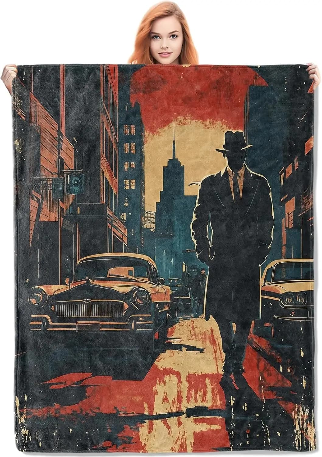 Noir Detective Coperta Regali per le donne Coperta in flanella del crimine, Morbide coperte leggere e calde per divano letto Coperte personalizzate