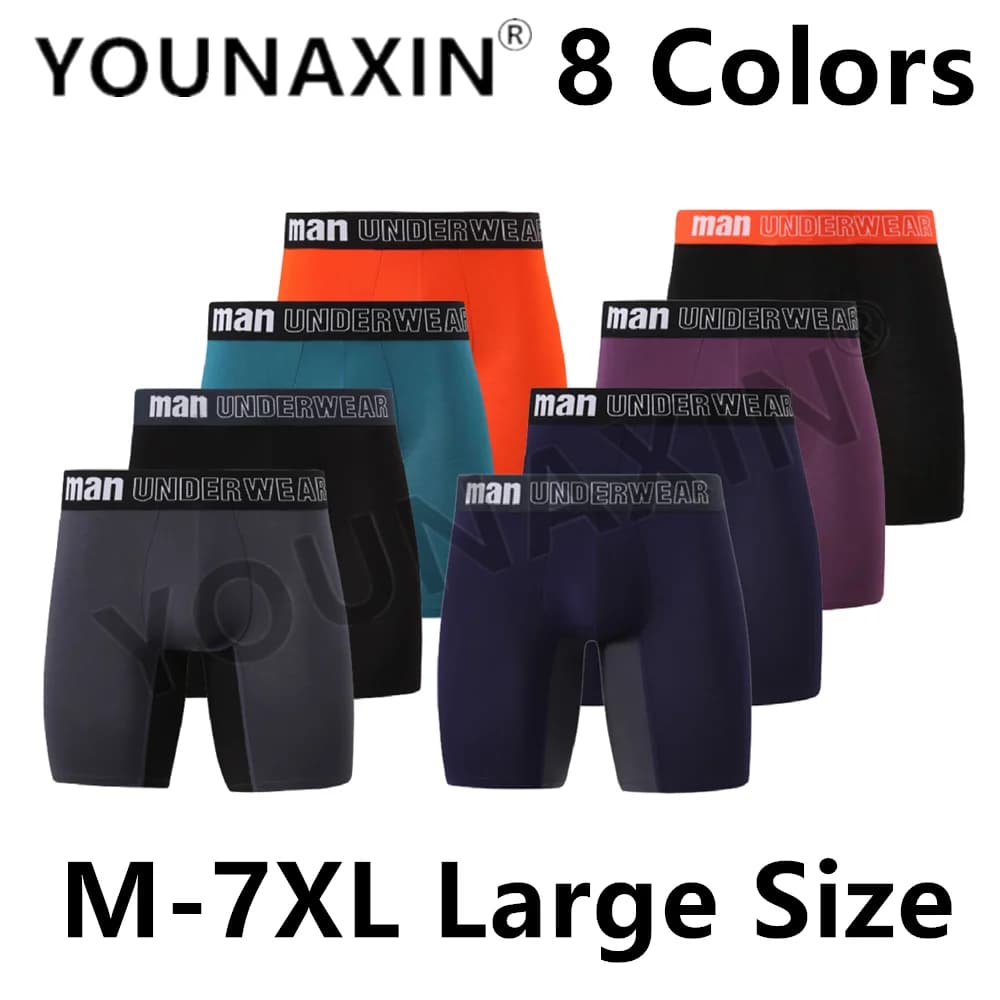 1 Pcs Big Size Men Underwear Boxers Briefs Panties Bamboo Fiber Knickers Stitching Long Undies M L XL 2XL 3XL 4XL 5XL 6XL 7XL