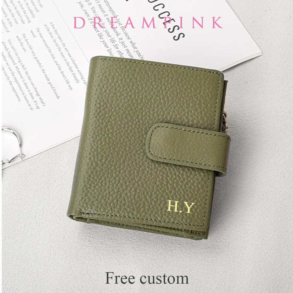 Custom Name Cowhide Women Wallet Personalize Initials Pocket Bifold Female Short Creidt Card Money Wallet With Coin Purse