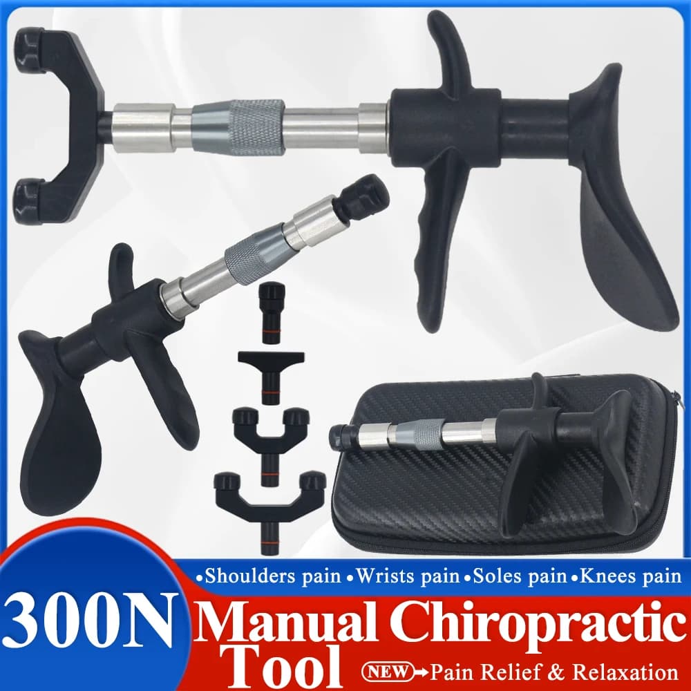 Manual 4 Heads for Chiropractics, Massage Gun to Relieve Muscle Pain at the Spalla, Vertebral Column Correction Massage, Health Care Tool