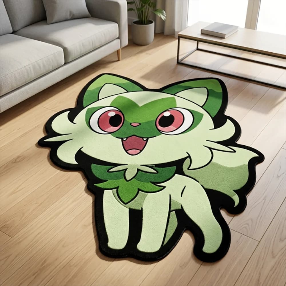 Irregular Pokemon Carpet Cute Sprigatito Anime Floor Mat Fluffy Non-slip Rug Kawaii Gaming Bedroom Fan Gift