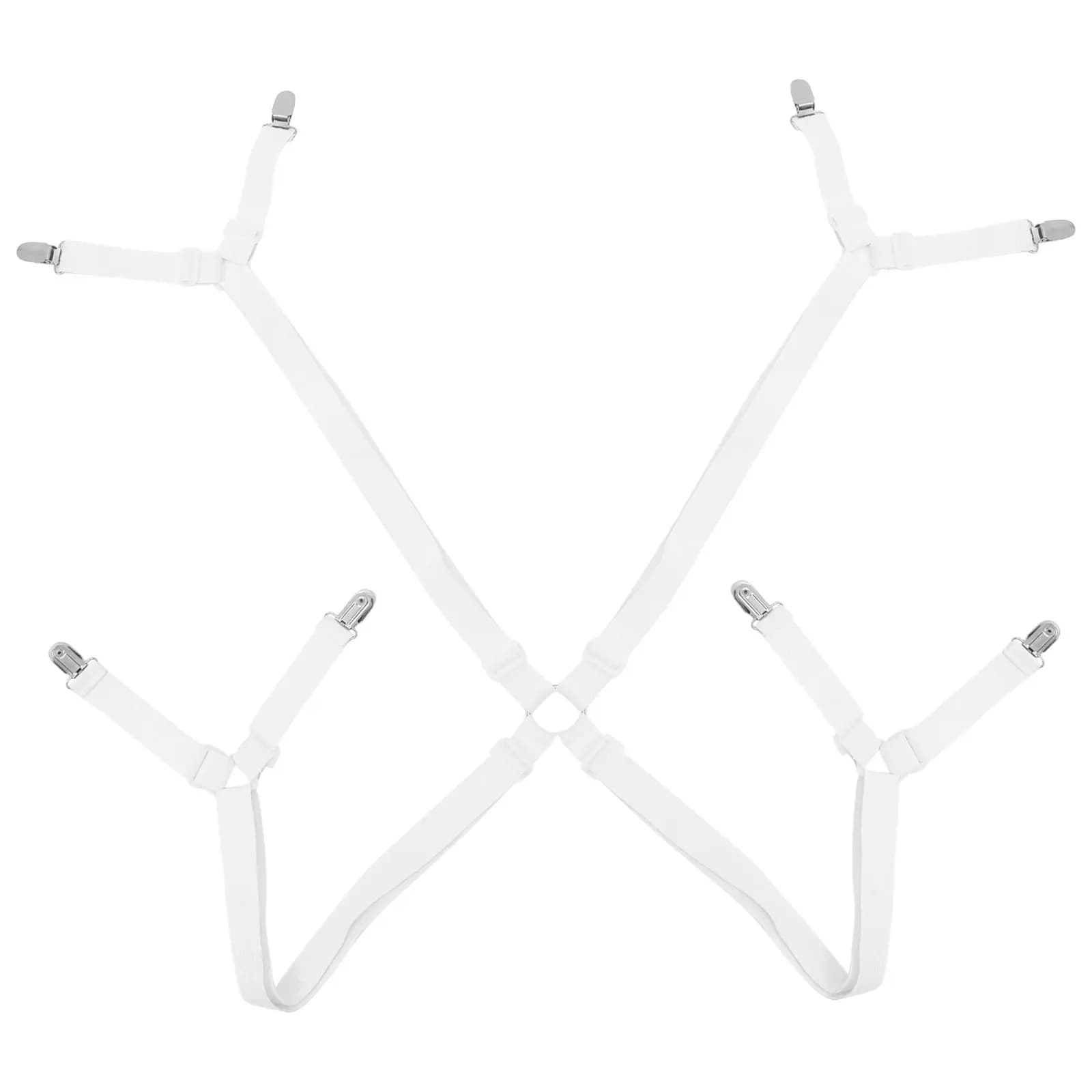 Sheet Corner Holders Adjustable Elastic Straps for Bed Sheets Fitted Flat Mattress Pad Duvet Cover Tablecloth Slipcover Ironing