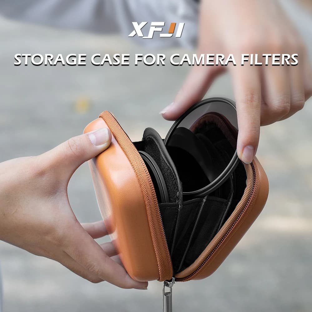 XFJI Custodia per filtro per lenti a 5 slot con tasca interna Custodia per filtro antiurto ND UV CPL Portafoglio 45-82mm 82/77/72/67/49mm