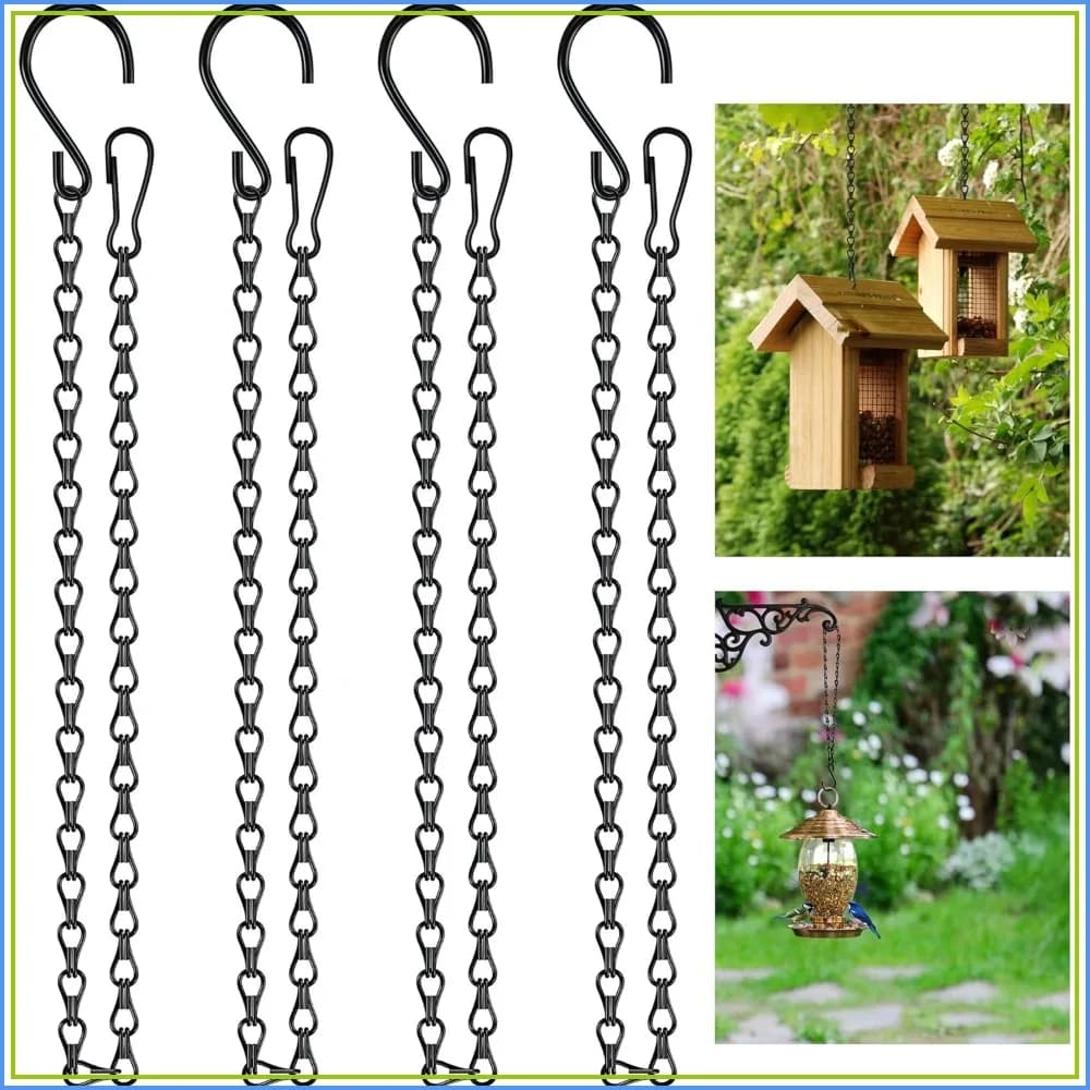 26 Inch Hanging Chain with Hooks, Black, 4 Pack for Bird Feeders, Planters, Lanterns, Wind Chimes