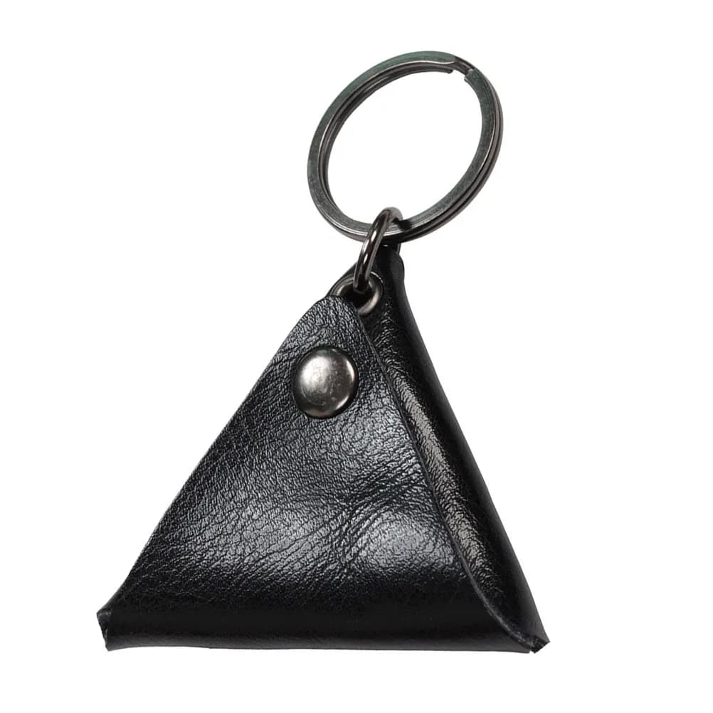 Guitar Pick Holder Triangle Case Black Metal Button Guitar Accessories Keychain Bag for Travel Concert Music