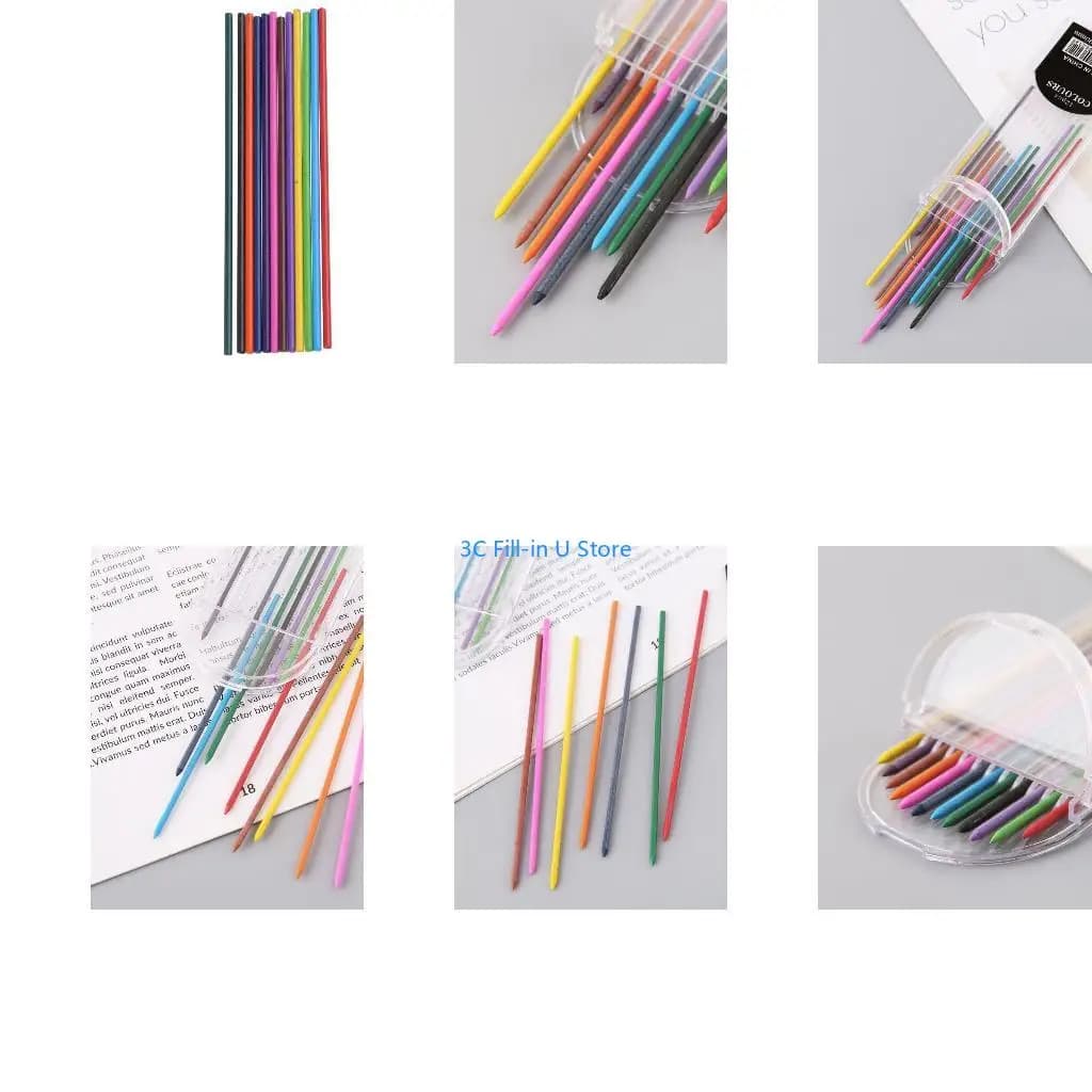G8TA 12Pcs 2.0 mm Mechanical Pencil Colors 2B Refills Draft Drawing Writing Craf