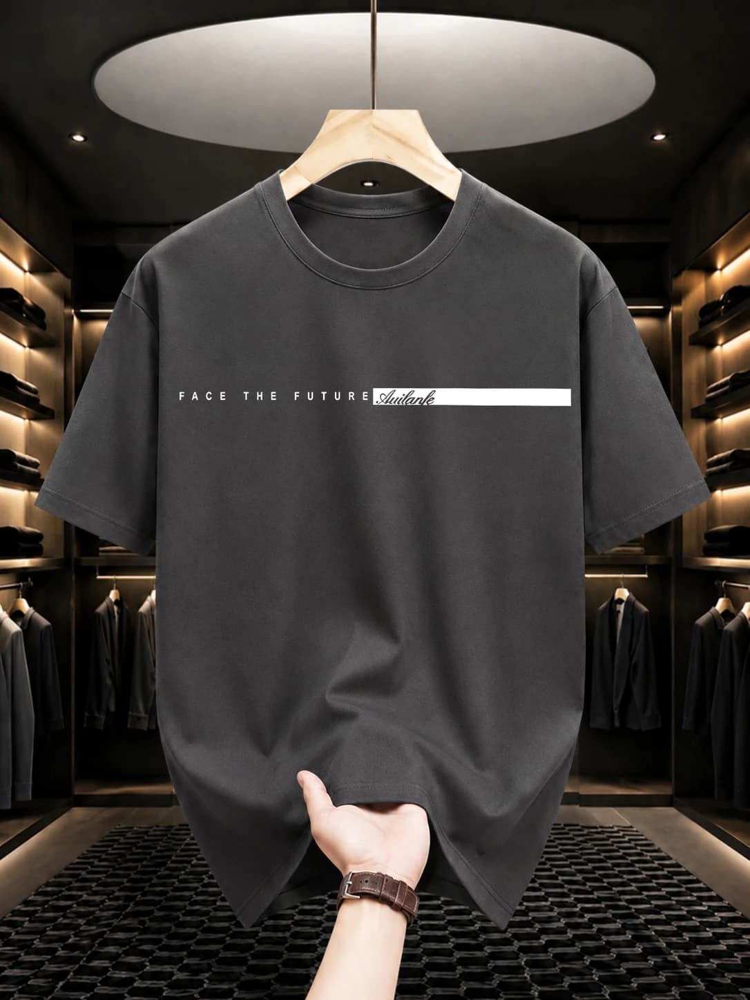 Nuova T-shirt in cotone 2026 con stampa slogan ispiratore, girocollo a maniche corte, abbigliamento casual elegante e di tendenza