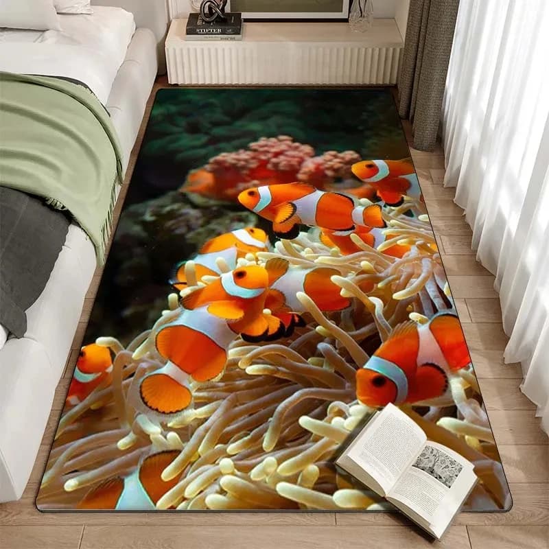 Carpet with Motivo Fish Pagliaccio, Marine Theme Mat for Living, Bedroom, Dormitory, Cooking Mat, Bathroom, Entrance, Soft Yoga Mat