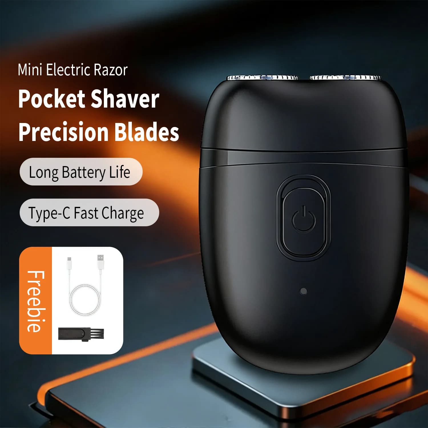 Mini Electric Saver Double Head Waterproof USB-C Rechargeable Travel Shader Portable for Men Tool to Cut Hair and Barba