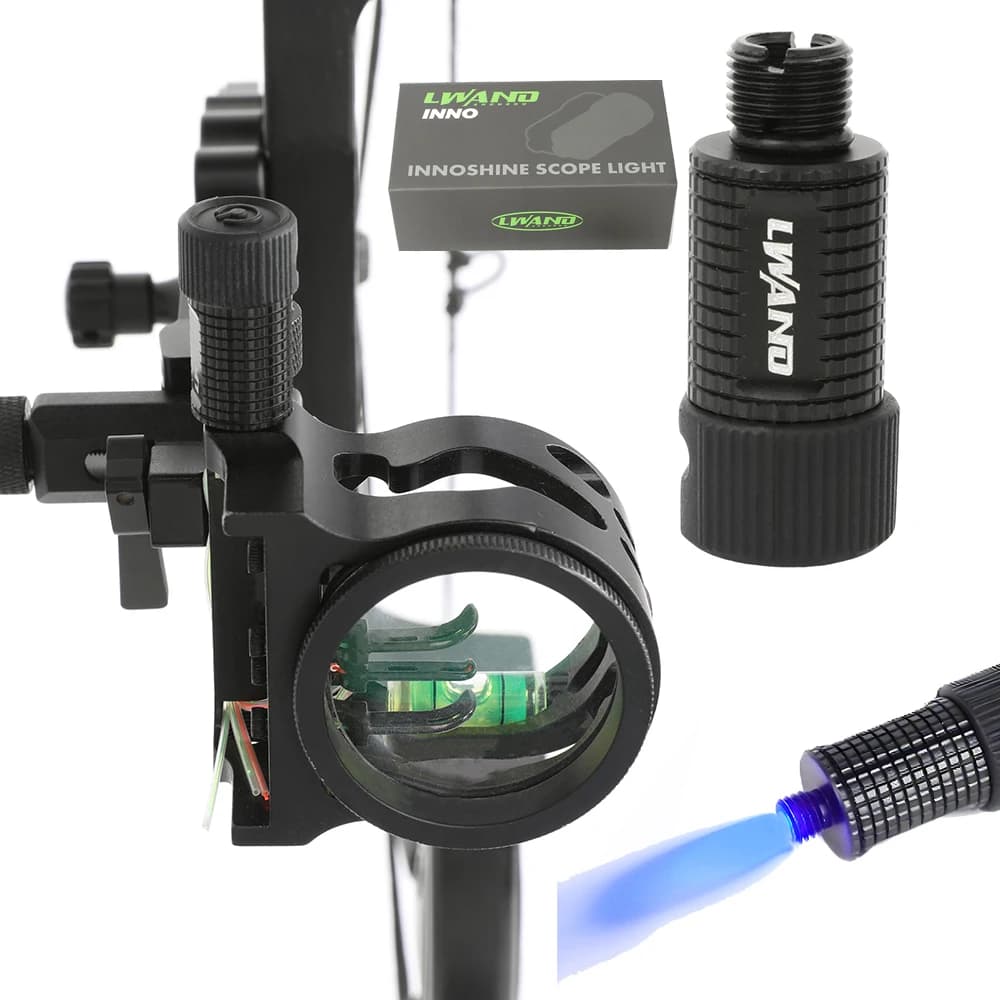 Dispositivo di mira per arco composto per tiro con l'arco Luce di mira 3 LED a ingranaggi Regolazione con attacco avvitato 6/9/11mm Ricaricabile per tiro al bersaglio
