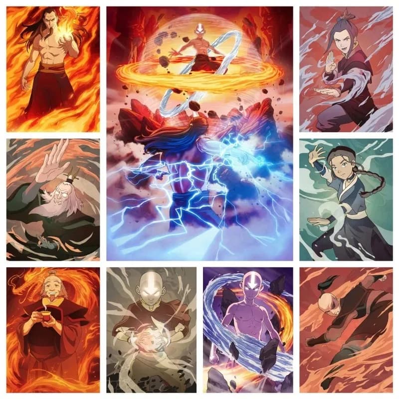 Oil Painting By Numbers Avatar The Last Airbender Aang Vs Ozai Appa Home Decoration Wall Living Room Decor Best Gift Frameelss