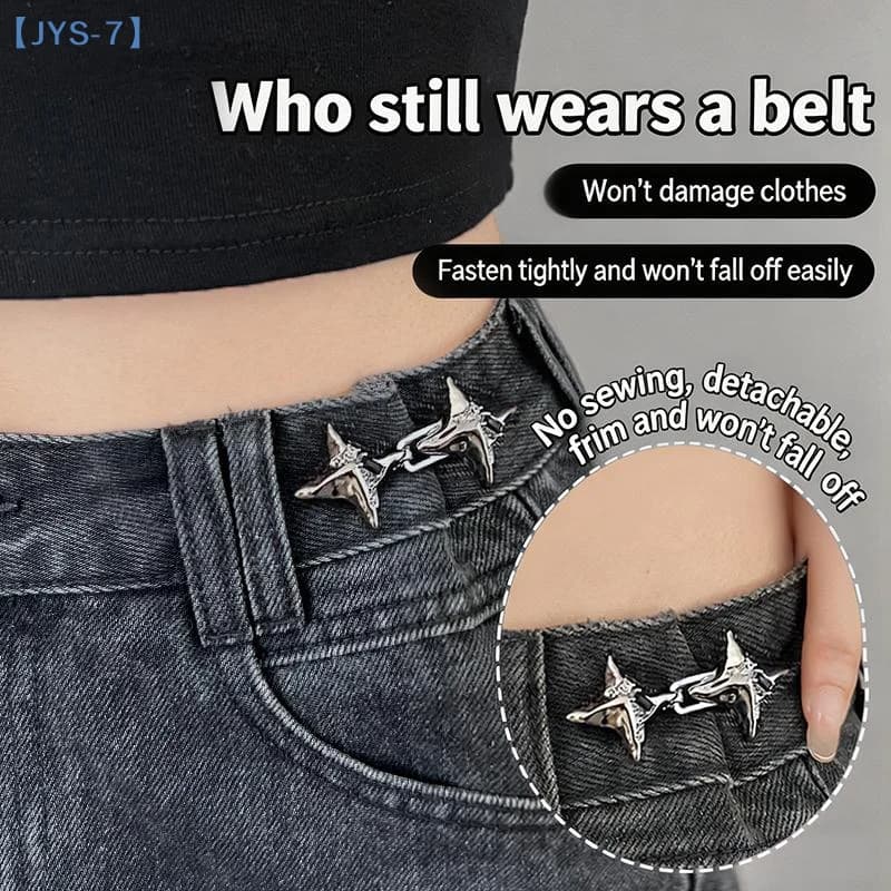 Fibbia Regolabile a Quattro Punte a Forma di Stella per Jeans, Strumento di Fissaggio Vita, Fibbia alla Moda per Jeans【JYS-7】
