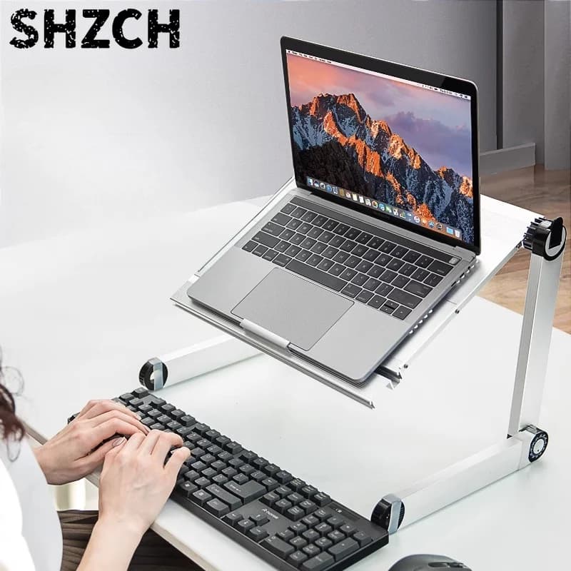 Portable Laptop Stand Foldable Height-Adjustable Monitor Table Space Saving Computer Holder Office Standing Workstation Solution