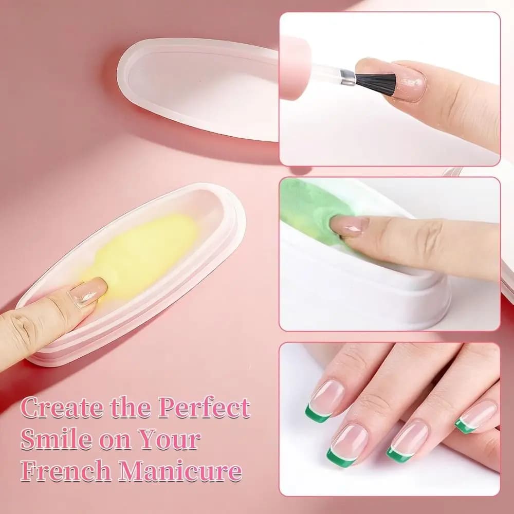 Contenitore Portatile Ergonomico Riutilizzabile per Nail Art, Vassoi per Manicure Francese Fai-da-te, Accessorio per Manicure con Polvere a Immersione