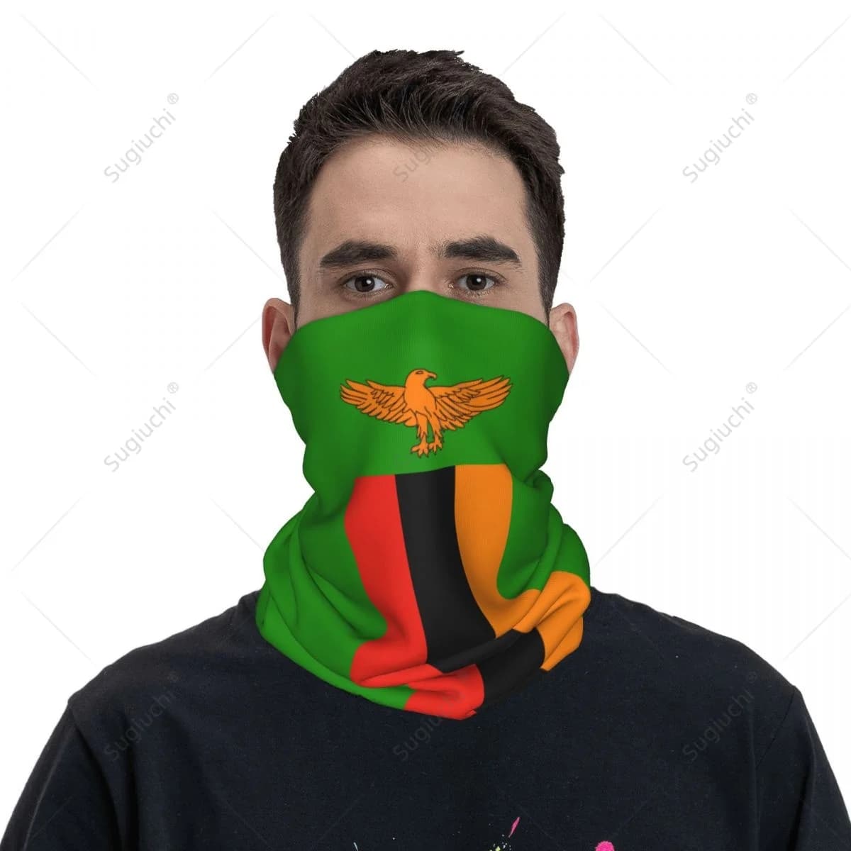Fazzoletto da collo unisex con bandiera dello Zambia, sciarpa, collo, maschera, sciarpe, scaldacollo, bandana senza cuciture, copricapo, ciclismo, escursionismo