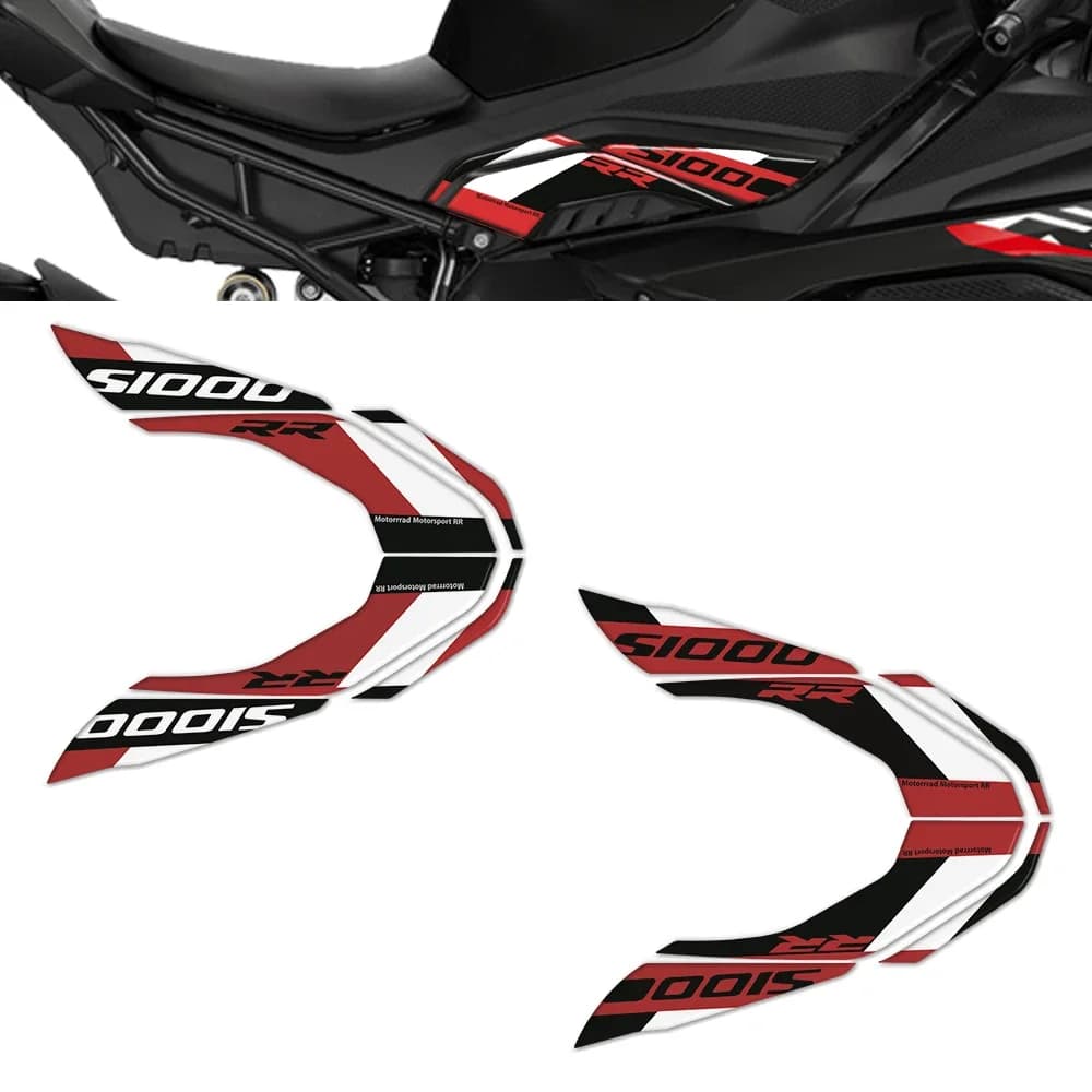 Moto Nero e Rosso Schema di Colore Ginocchio Inferiore Protezione 3D Vernice Gel Decalcomania di Protezione Per BMW S1000RR 2019-2024 2023 2022