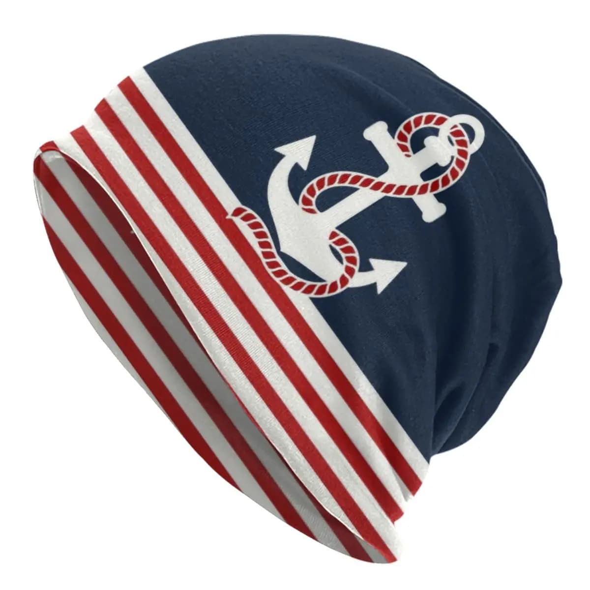 Personalizzato strisce blu navy ancoraggio nautico barca cofano cappello cappello lavorato a maglia uomo donna hip hop unisex inverno caldo Skullies berretti berretti