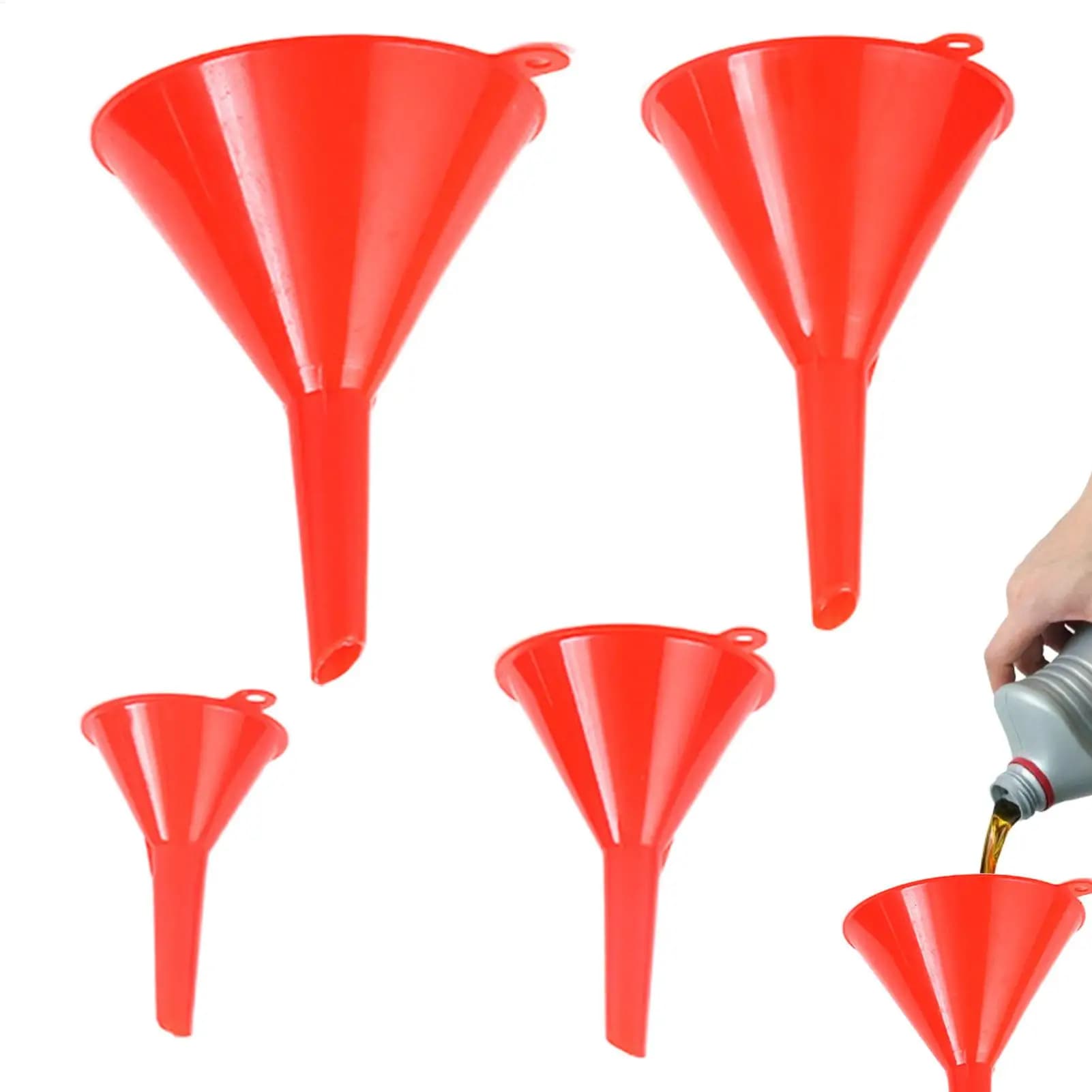 Set di Imbuti Riutilizzabili da 4 Pezzi per Olio Motore, per Cucina, Laboratorio, Garage, Auto, Interni ed Esterni