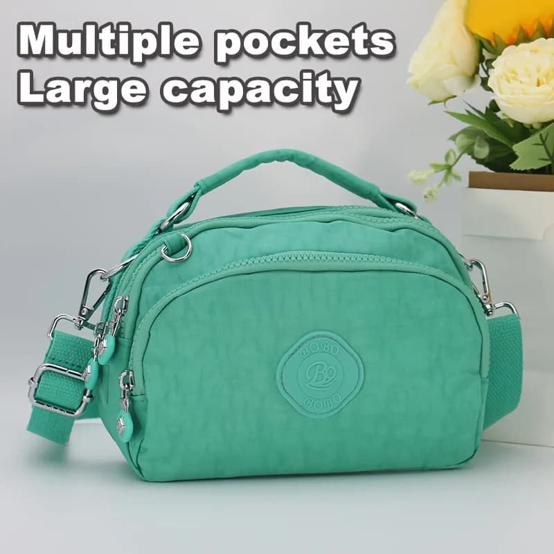 Borsa a tracolla in nylon multitasche da donna, borsa per messaggi alla moda con tracolla rimovibile.