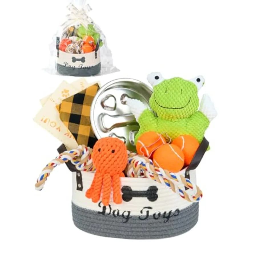 Cesto Regalo per Cuccioli 14 Pezzi, Kit di Benvenuto Premium Completo e Cesto Regalo per Cani con Set di Giocattoli, Accessori Essenziali per Animali Domestici