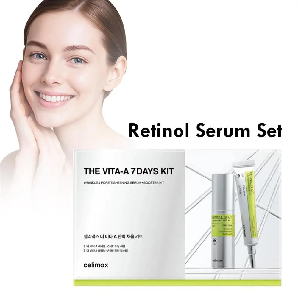 Set Retinol Travel Size 7ml, Vitamin A Essence, Eyes Twist Cream, Rassodante, Anti-Walk, Hydrating, Pore Shrimps, Illuminating