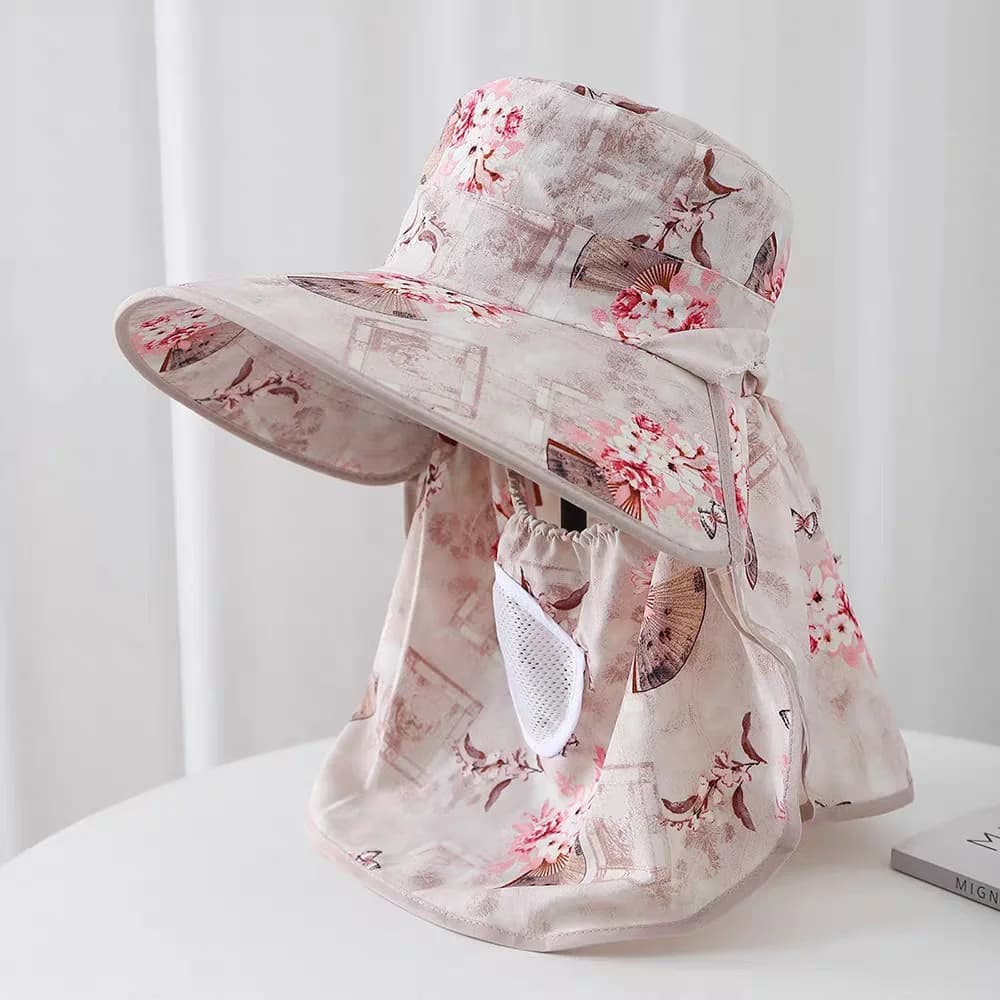 Wide Brim Face Mask Sun Hat UV Protection Breathable Tea Picking Work Hat Full Wrap Lightweight Fisherman's Hat Summer Outdoor