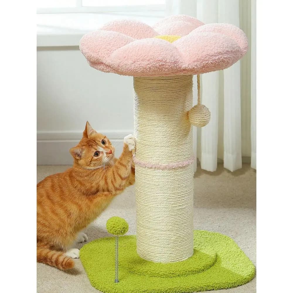 Tiragraffi per Gatti a Forma di Fiore, Piccolo Tiragraffi per Gatti, Tiragraffi Alto per Gatti da Interno con Tiragraffi Super Spesso Diametro 5.5, Rimovibile