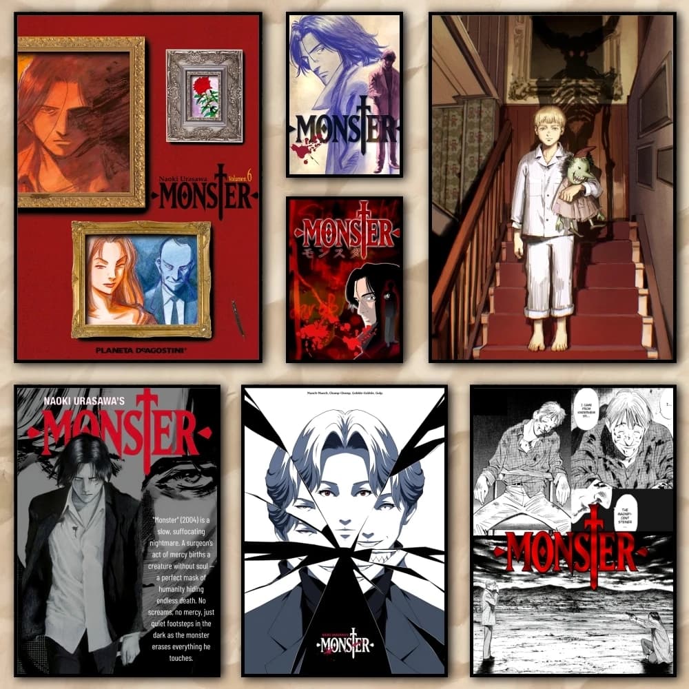 THE Anime M_MonsterS Painting Calligraphy High Quality Canvas Poster Wall Art For Office Restaurant Home Decoration Set