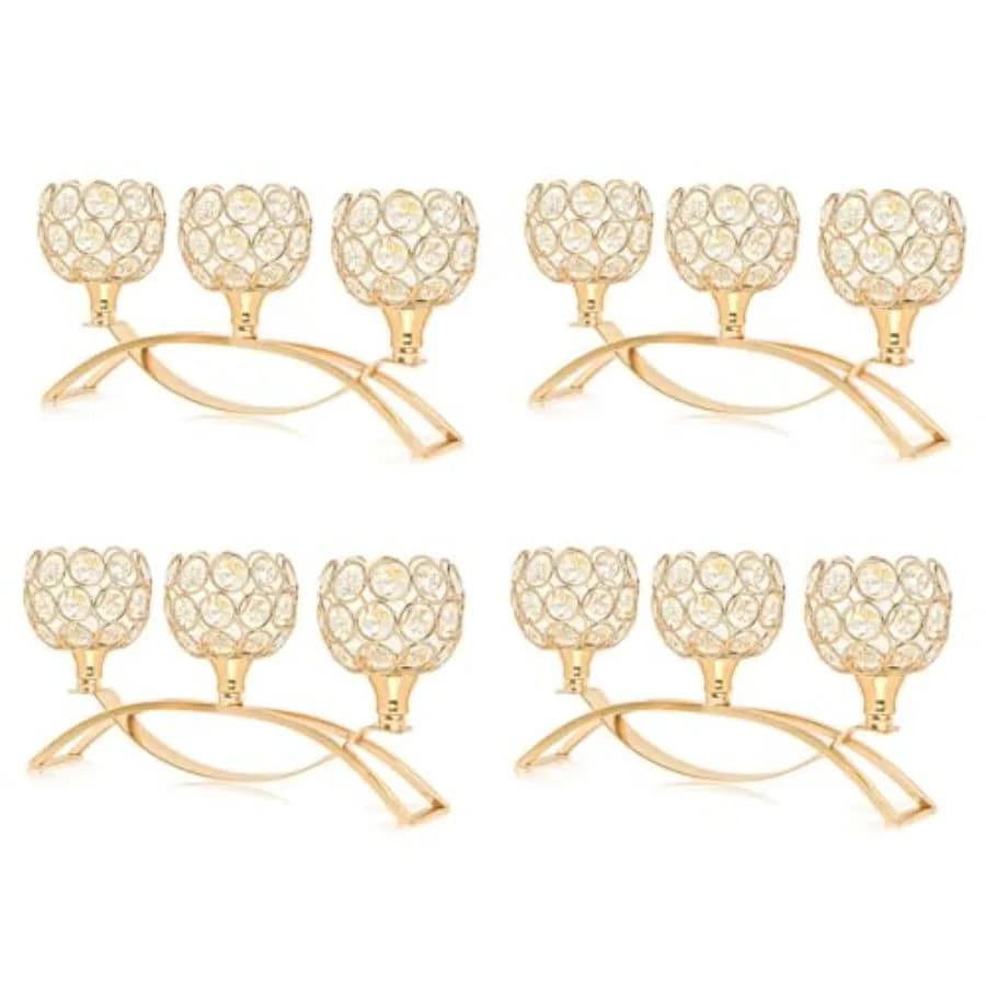 Portacandele in Cristallo per Tealight, Centrotavola Decorativo, Elegante Portacandele da Tavolo per Arredamento Casa e Matrimoni