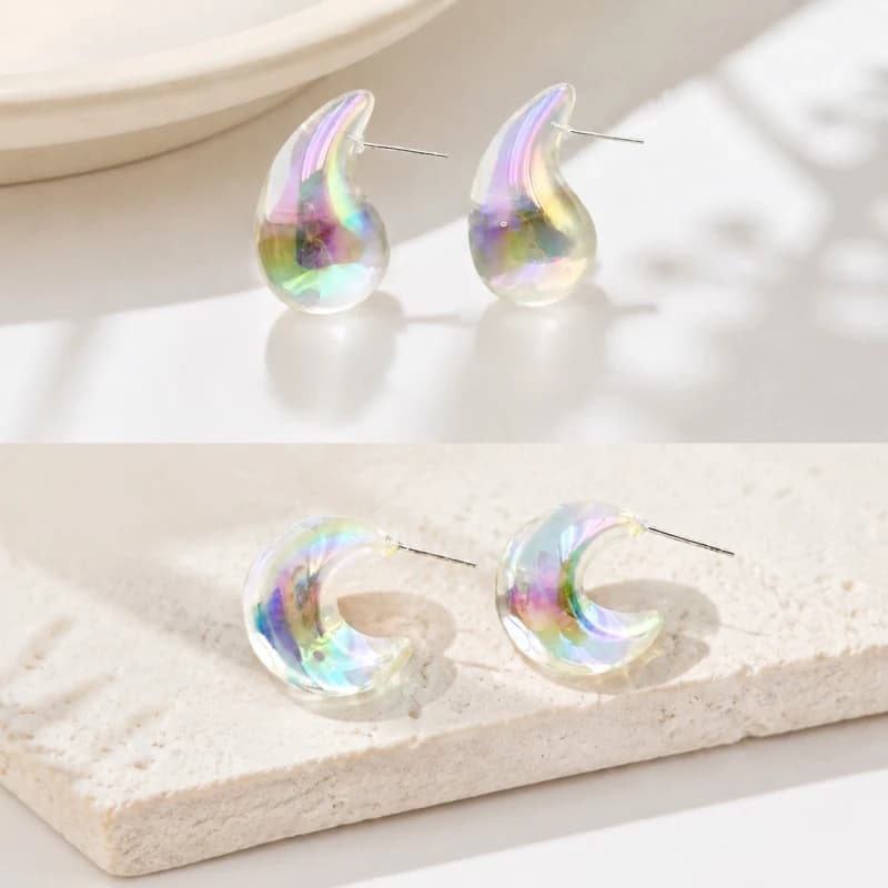 Fashionable Women's Earring Accessories Unique Plastic Resin Baked Paint Drop Earrings Luxury Sensation Lightweight Waterdrop Je