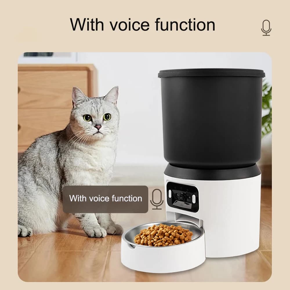Pulsante alimentatore per animali domestici da 4 litri Fotocamera WiFi Alimentatore automatico per gatti Distributore intelligente di cibo per cani Videocamera WiFi Ciotola di alimentazione in acciaio inossidabile