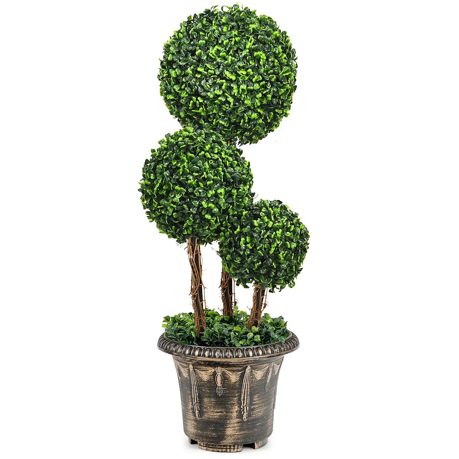Albero a tripla palla topiaria artificiale da 30'', resistente ai raggi UV per interni ed esterni
