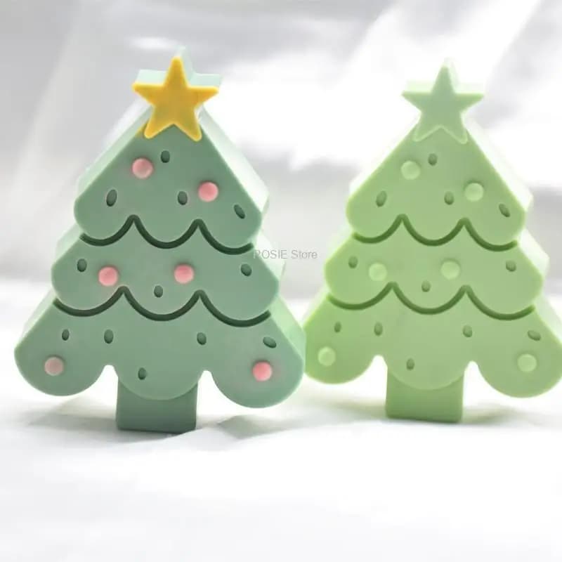 Stampo per candele in silicone per albero di Natale Stampo per candele per aromaterapia fai-da-te Pupazzo di neve Gesso Resina Sapone Stampo per ghiaccio Decorazioni per la casa Regali per le vacanze