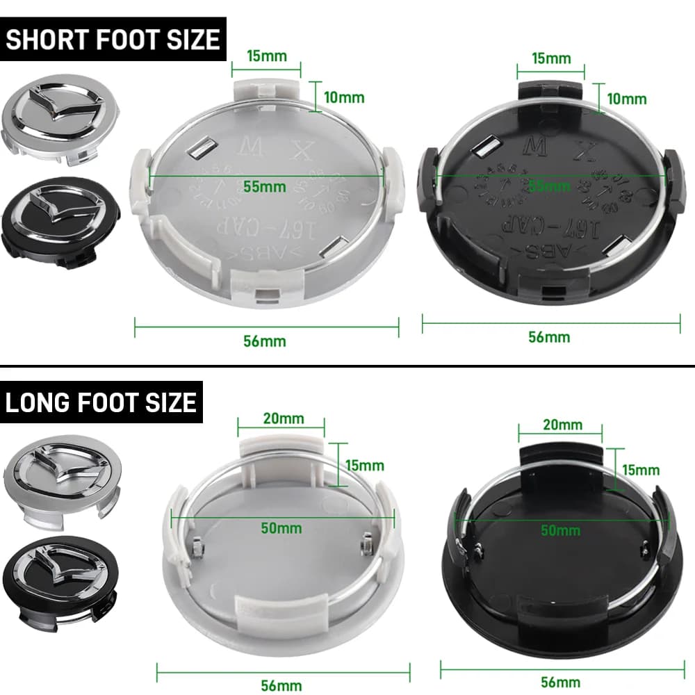 4 Pezzi Coprimozzo Ruota Auto da 56mm di Ricambio per Mazda 2 3 5 6 7 323 626 RX7 RX8 MX3 CX3 CX5 Axela Atenza Skyactiv Angksela