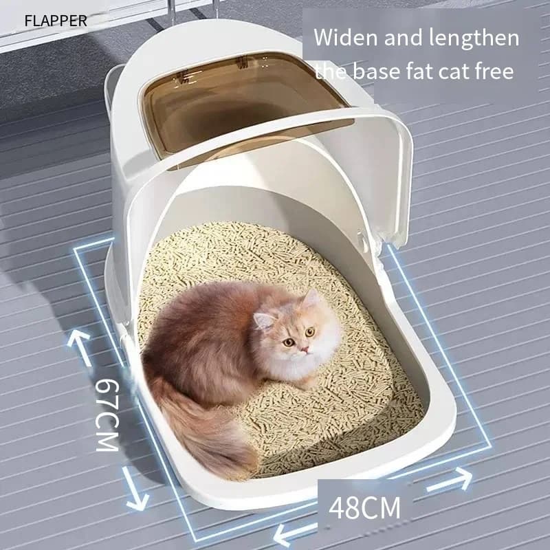 Bacinella per lettiera extra large ribaltabile Completamente chiusa Prodotti per gatti deodoranti e antispruzzo per grandi spazi, esclusivamente per gatti grassi