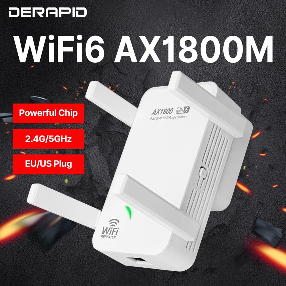 Ripetitore WiFi 6 dual band AX1800 Estensore ripetitore segnale wireless 2.4G/5GHz 1800Mbps con spina UE/USA per la copertura di rete