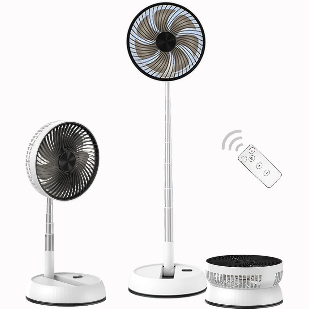 Remote control folding desktop vertical electric fan 7200mAh silent timed left and right rotation USB outdoor electric fan