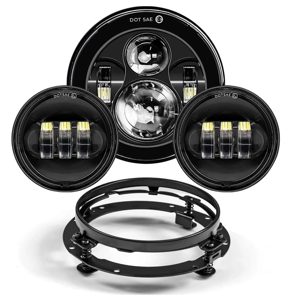 Faro LED per moto da 7 pollici con lampada fendinebbia ausiliaria a LED da 4-1/2 "4,5 pollici per Harley Touring Electra Glide