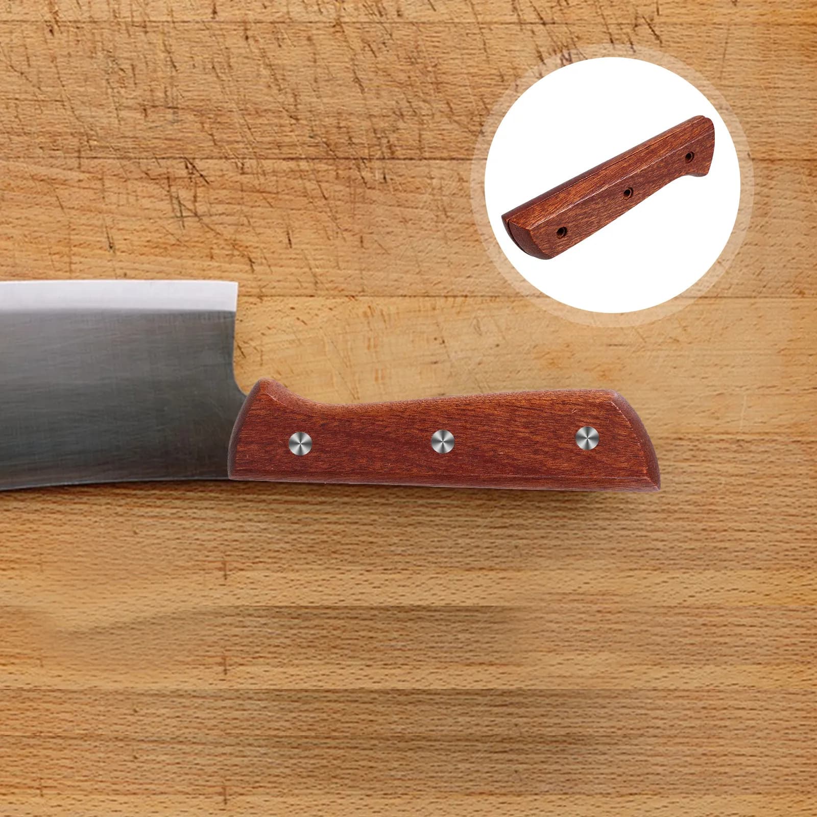 1 pair of spare non-slip wood handles for kitchen knives, for chef tools, wooden handles for vegetable knives