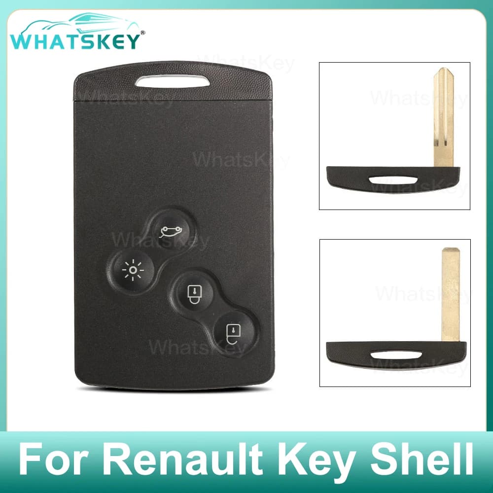 WhatsKey 4 pulsanti Keyless Remote Smart Card Key Shell per Renault Laguna Koleos Megane Clio Fluence Scenic Captur Key Case Cover