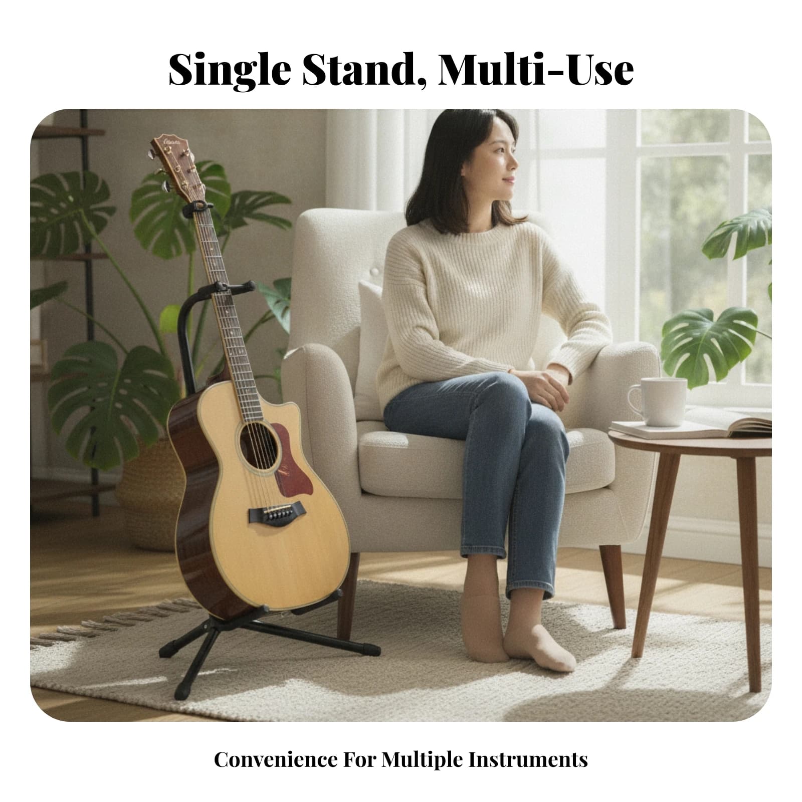Floor Guitar Stand Black Metal Tripod Guitar Stand Music Gear Scratch Protection
