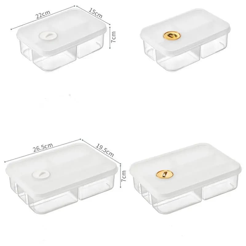 Contenitore per Frigorifero con Scomparti e Coperchio Sicuro, Organizer per Mantenere Freschi Pasti e Snack