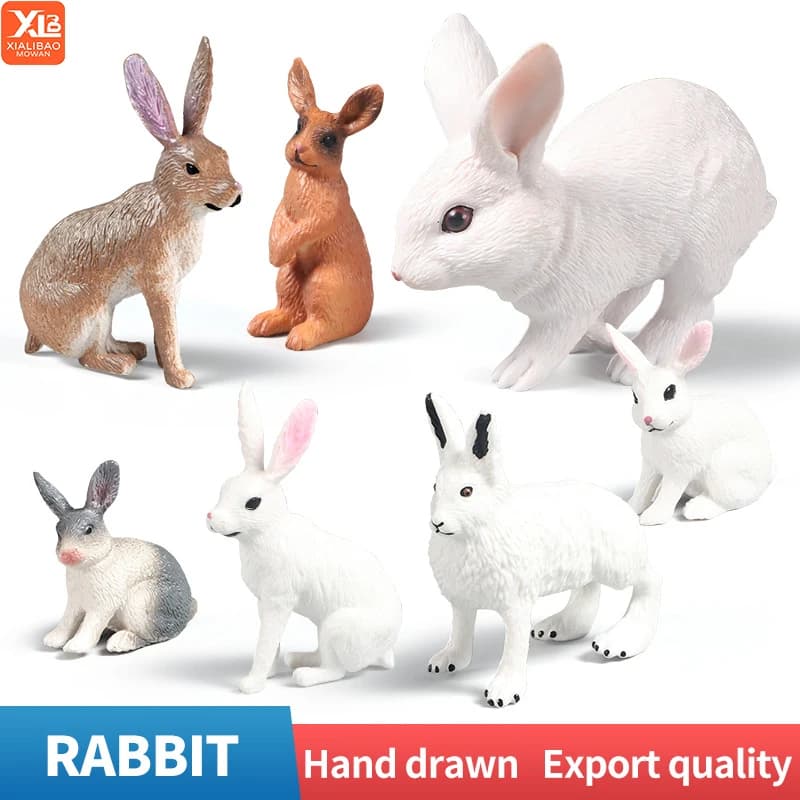 Giocattolo animale modello di simulazione carino educativo - PVC Artico Lepre Coniglio Coniglietto Animale da fattoria Action Figure per la decorazione dei bambini