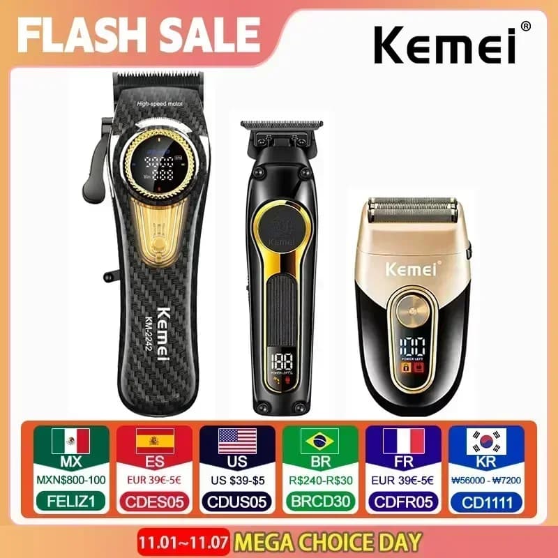 Kemei Haircuts Professional DLC Lama Trimmer Electric Man Barbiere Razor Cordless KM-2242 KM-2351 KM-3209 Haircuts