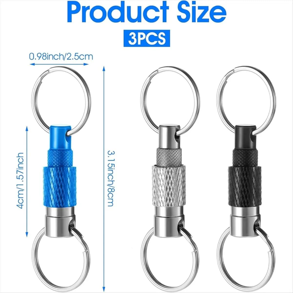 ABNQ Key Chain Quick Release, 3 Pcs Quick Disconnect Keychain, Detachable Pull Apart Key Ring for Men, Keys, Car Purse Bag