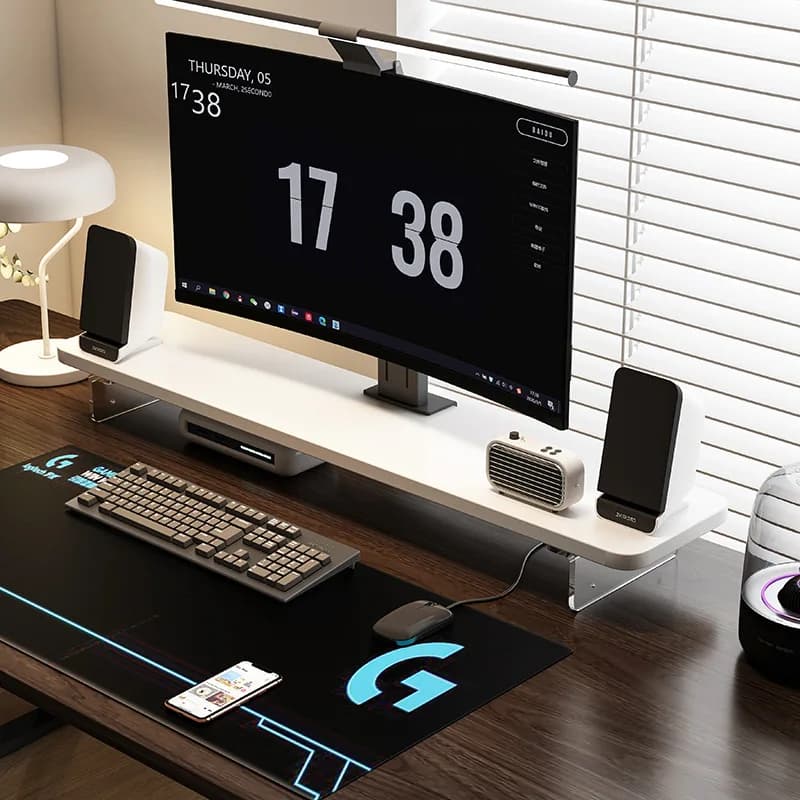 Desktop computer monitor booster office solid wood storage study stand
