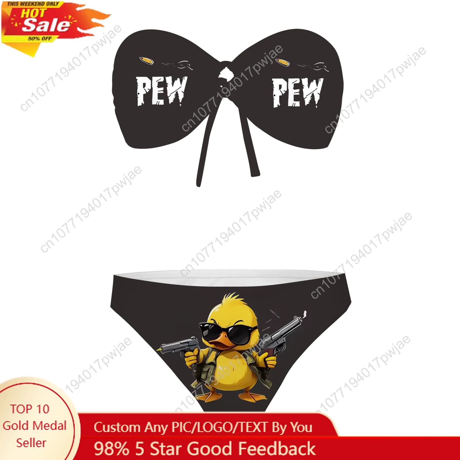 Pew Pew Madafakas Swimwear Strapless Pattern Funny Swimwear Women's Swimwear Swimming Pool Party Beach Sexy bikini Customize swimwear
